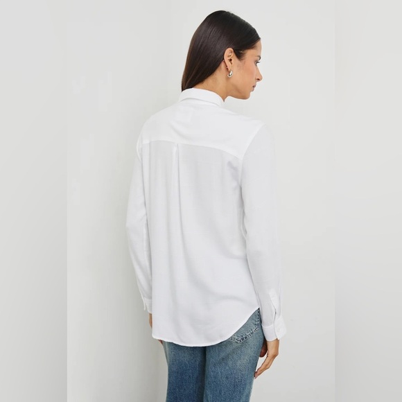 Hunter Plaid Shirt Light Ivory Check Button Down Blouse - Picture 3 of 7